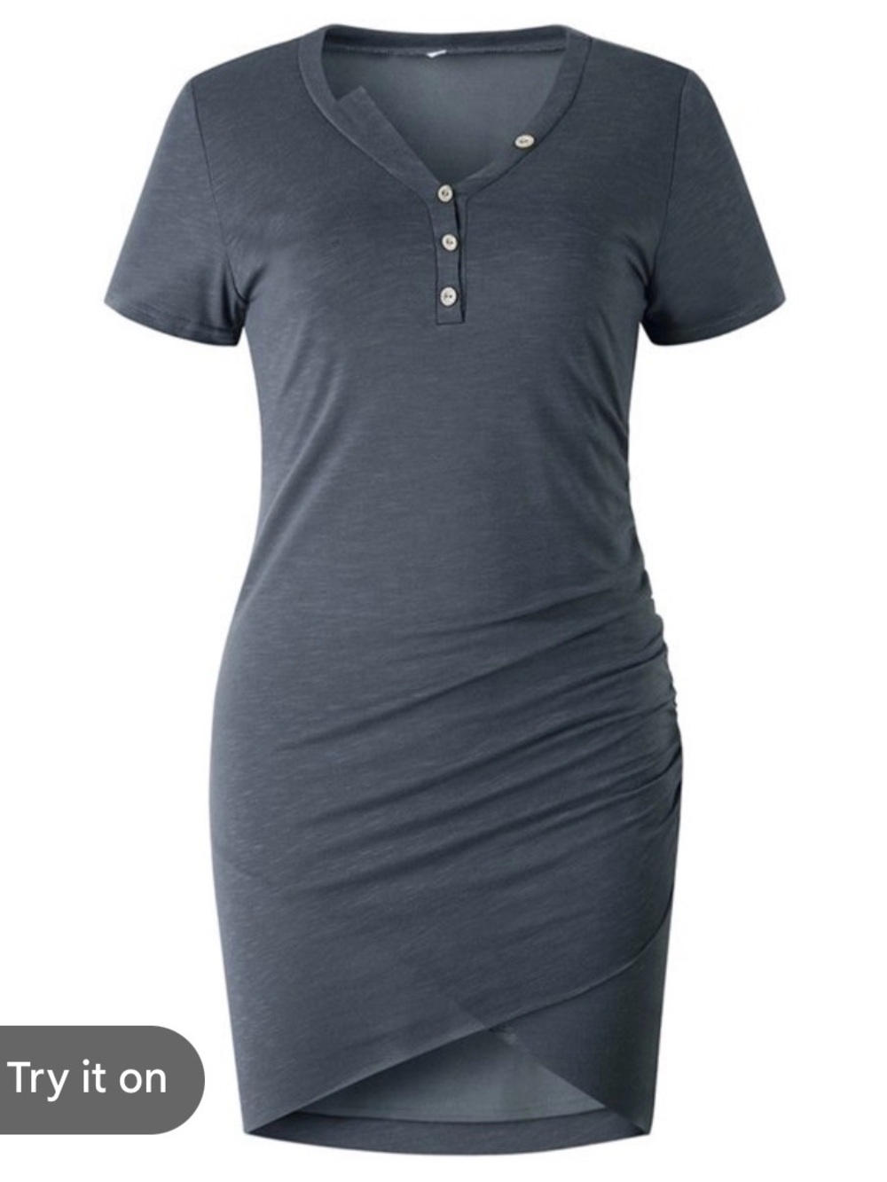 SHEIN Charcoal Short-Sleeve Henley Midi Dress